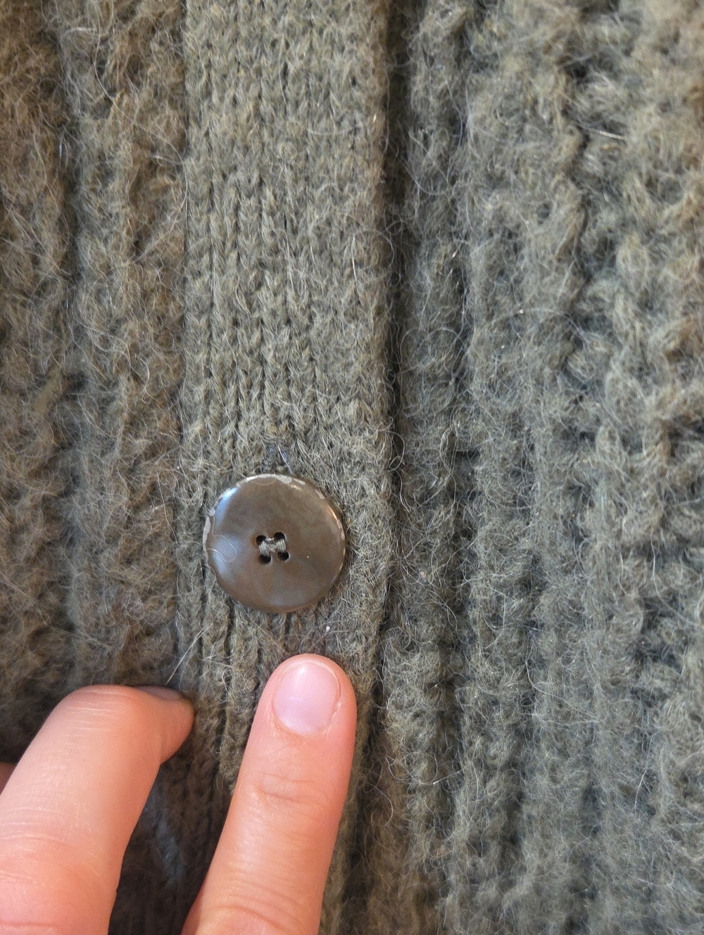 Sezane Basil Cardigan Olive Green Chunky Knit Button-Front Size Small - Picture 6 of 6